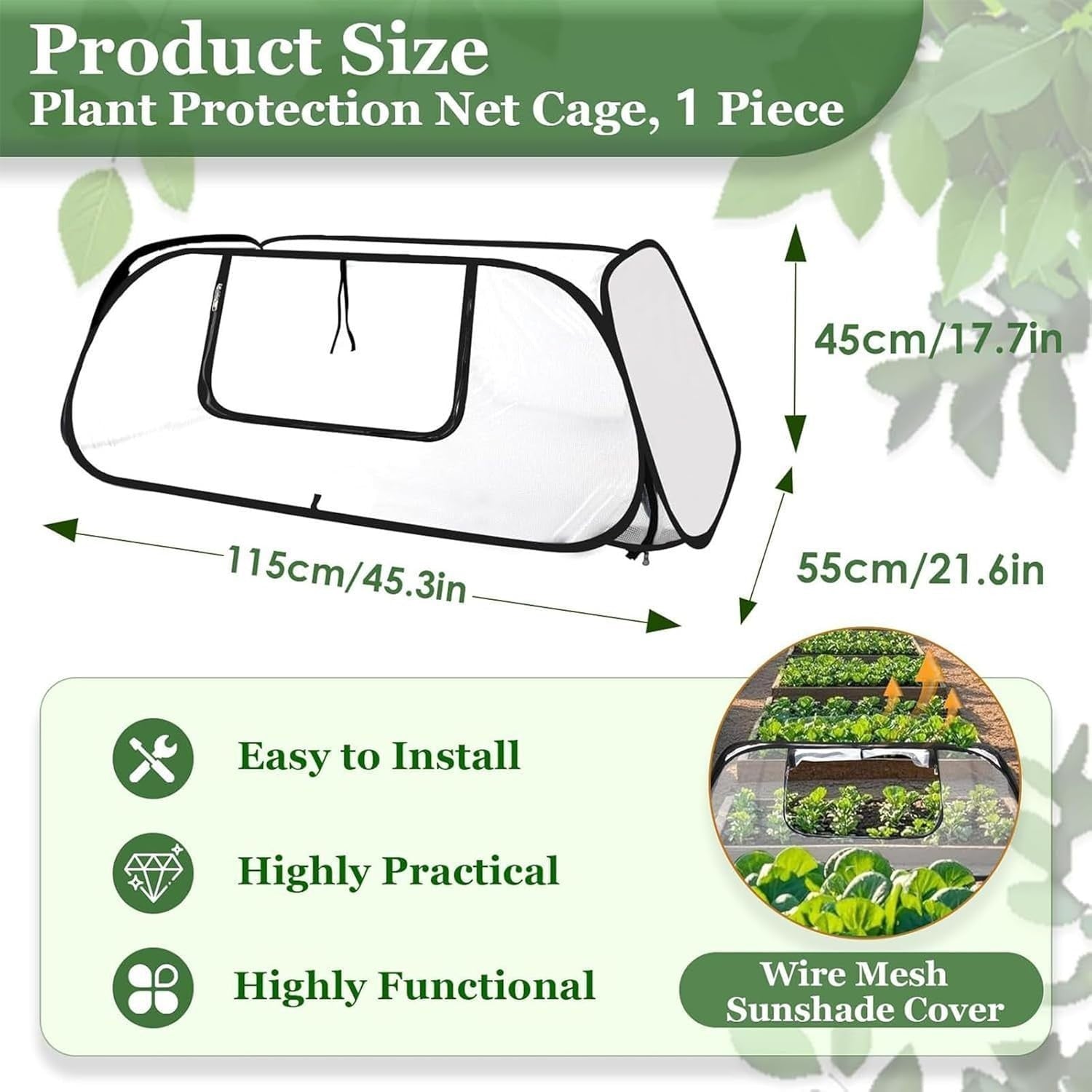 Portable Mesh Tunnel Greenhouse Waterproof UV Protection Cold Frame 35x35cm