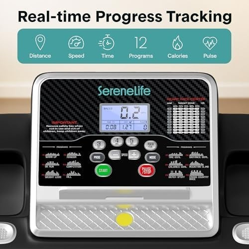 Foldable Electric Treadmill 6mph Compact Home Running Machine LCD & App Control