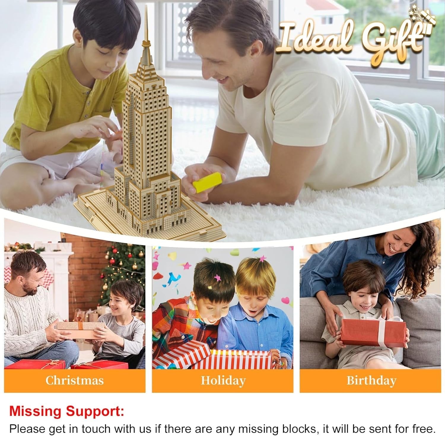 3D Wooden New York Mansion Puzzle Model Kit, DIY Craft & Home Decor