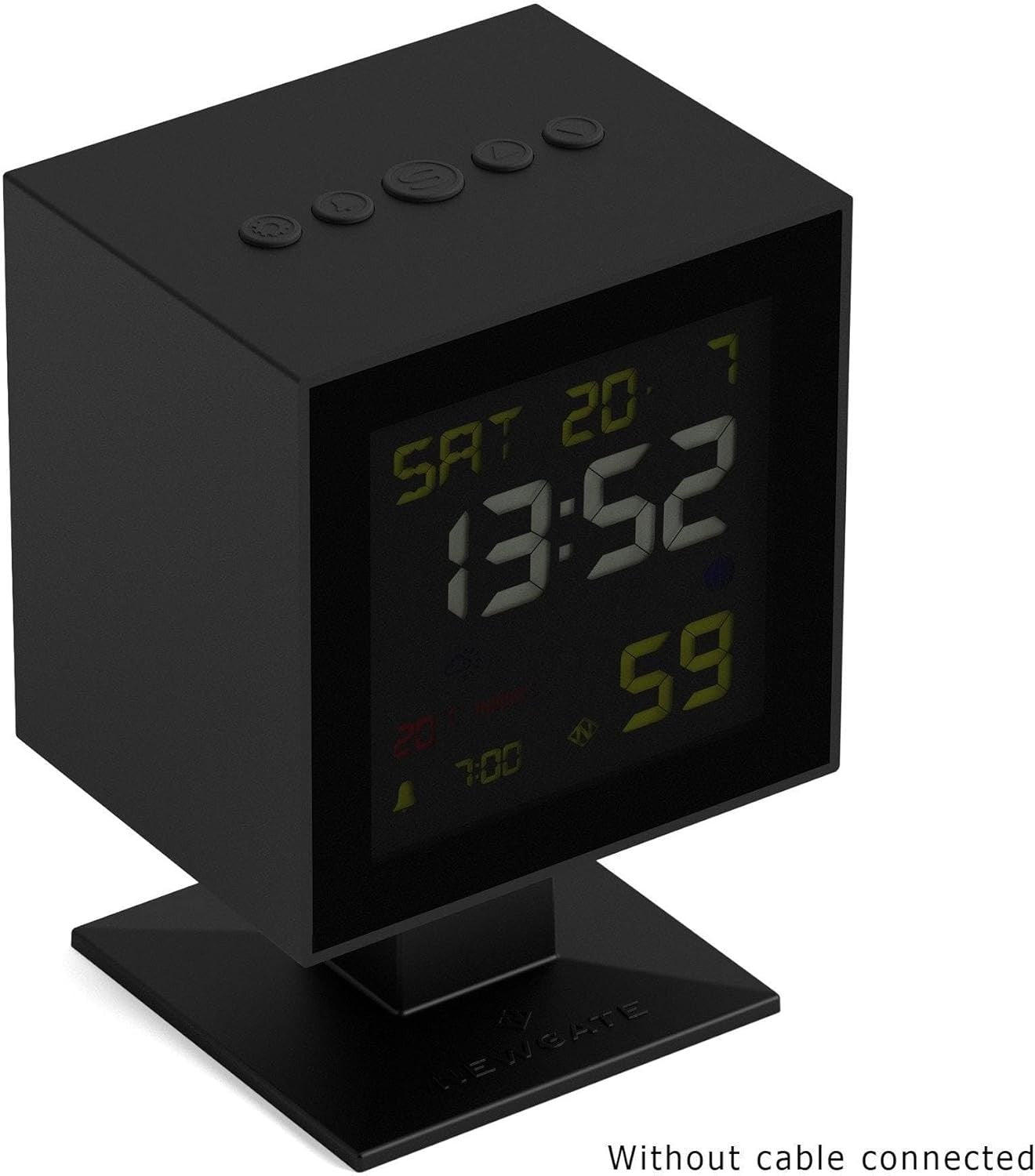 Large Digital Alarm Clock Black Retro Square LCD Desk Bedside Time Display