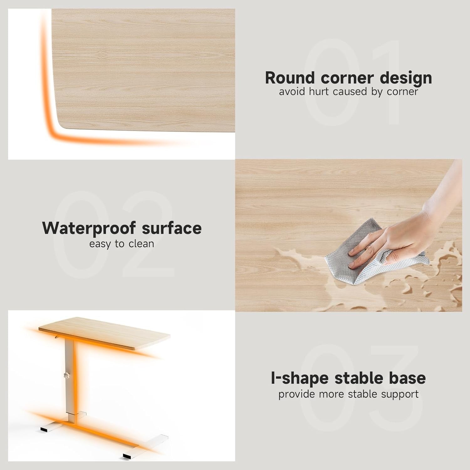 Overbed Bedside Table Height Adjustable Laptop Desk with Wheels Sofa