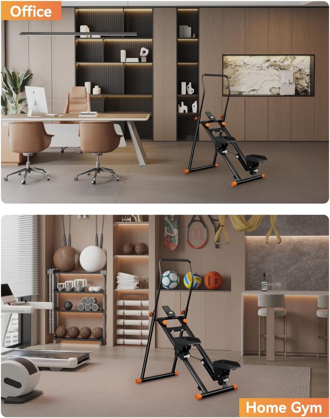 Foldable Vertical Stair Climber w/ Adjustable Pedals, Handlebar & LCD Monitor