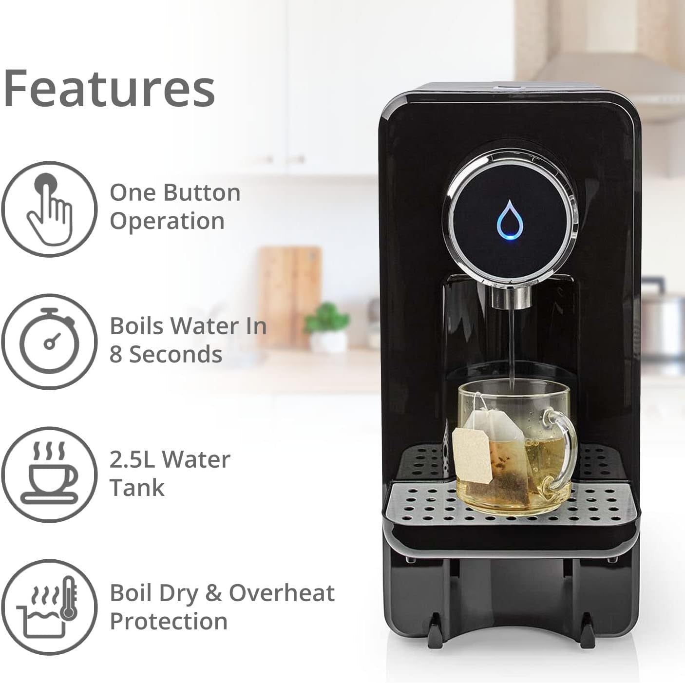 Instant Hot Water Dispenser 2.5L | 2600W One Button Fast Boil
