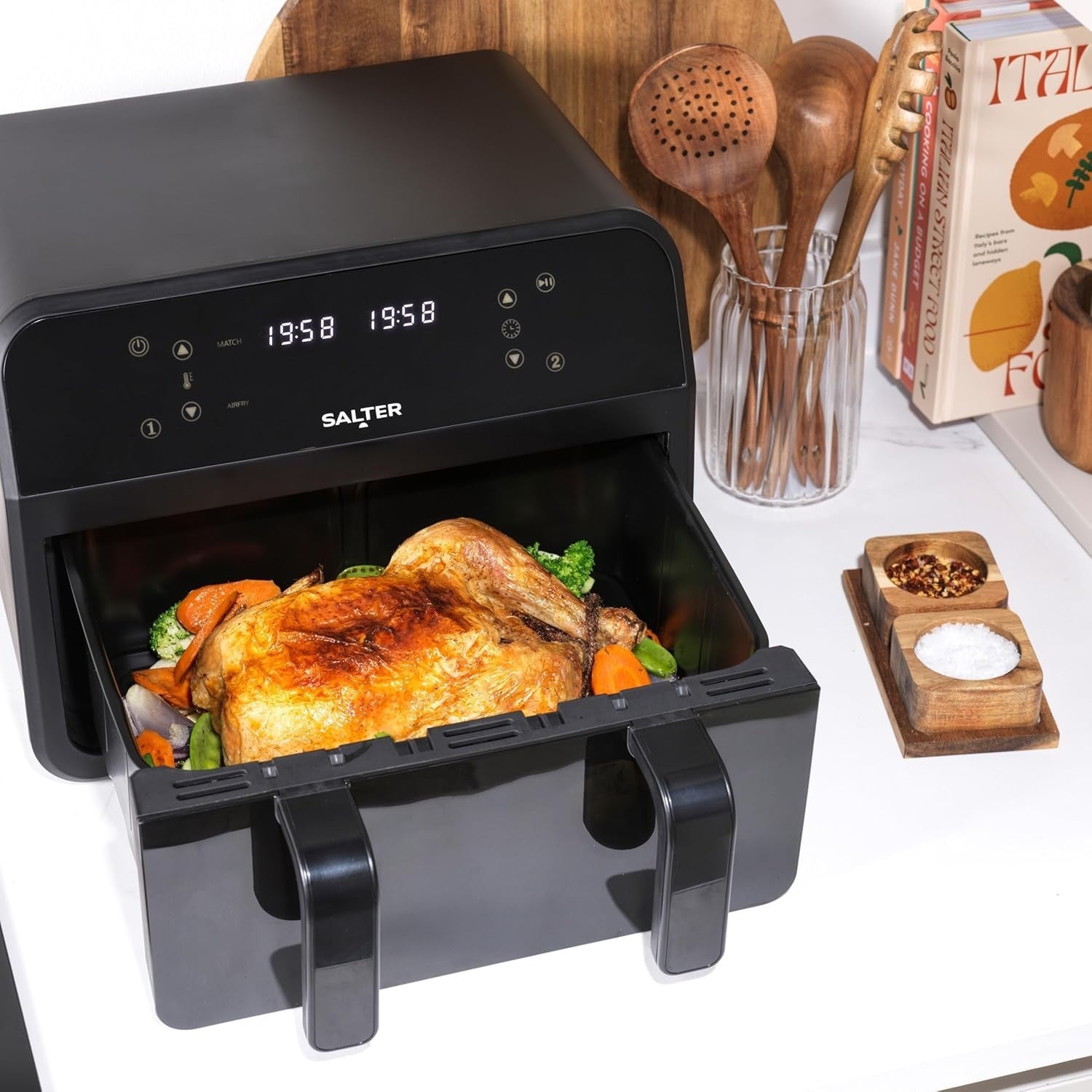 Dual View Air Fryer 7L | Divider Tray, Window, 6-in-1 Functions LED Touch, 2300w