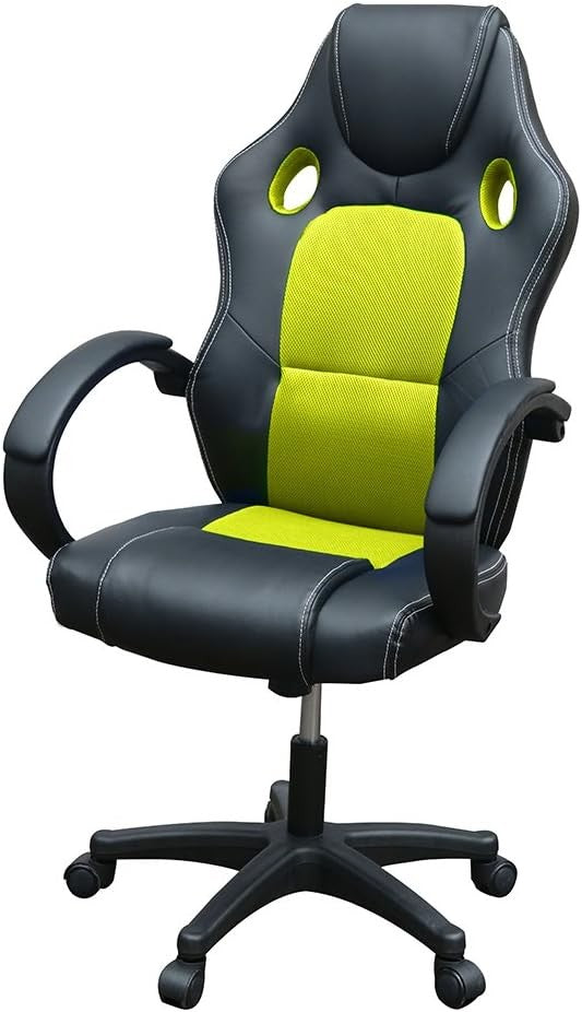 Racing Style Gaming Chair Yellow PU Leather Ergonomic Swivel Desk