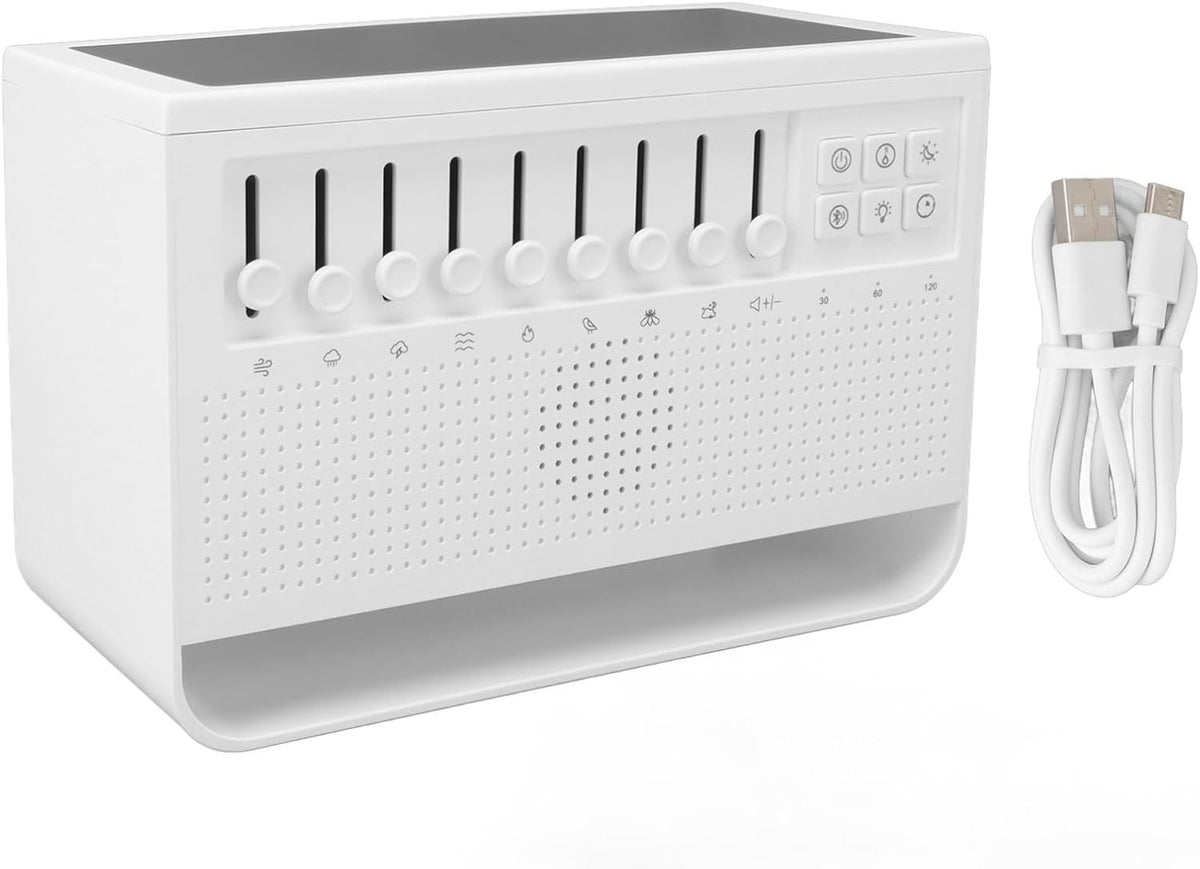 White Noise Flame Diffuser Aromatherapy Humidifier with LED Sleep Light