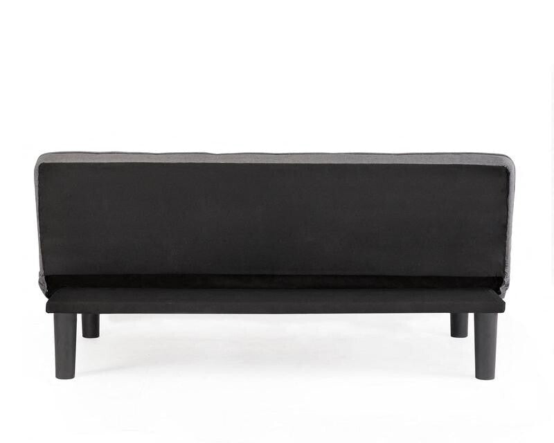 3 Seater Charcoal Grey Sofa Bed Tufted Clic Clac Recliner w/ Wood Frame