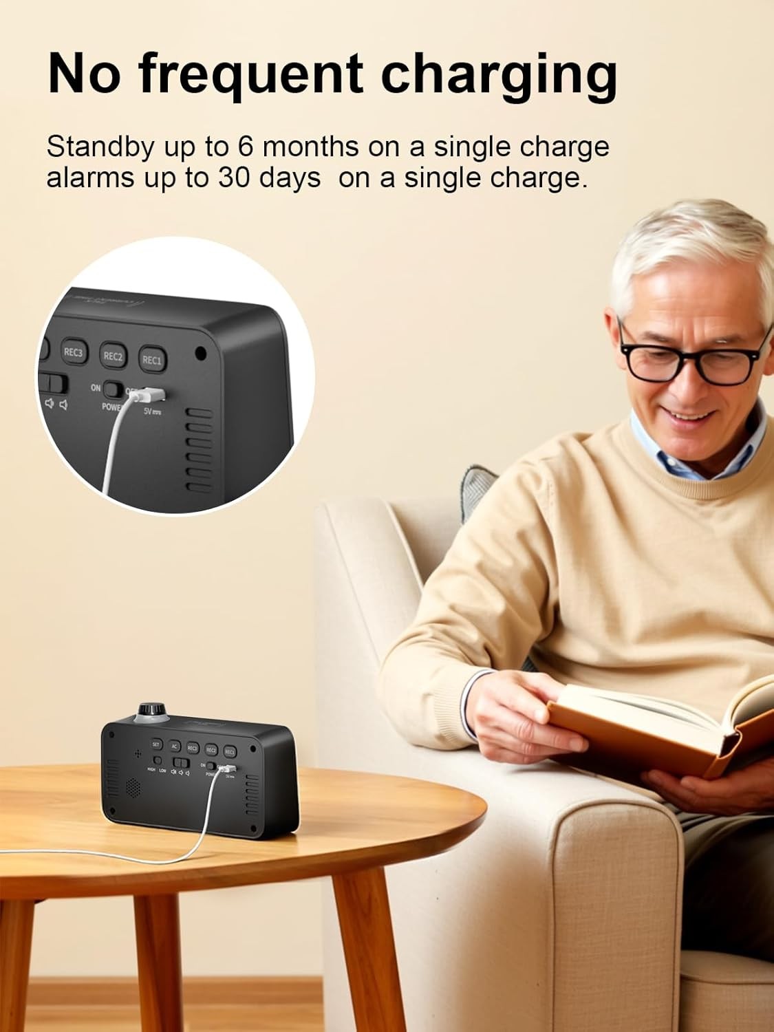Medication Pill Reminder Talking Alarm Clock Rechargeable Voice Recording