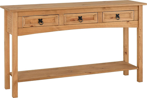 Rustic 3 Drawer Console Table with Shelf – Slim Entryway Storage Unit
