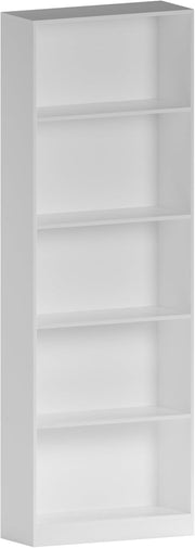 5 Tier White Wooden Bookcase Modern Storage Display Shelf for Living Room