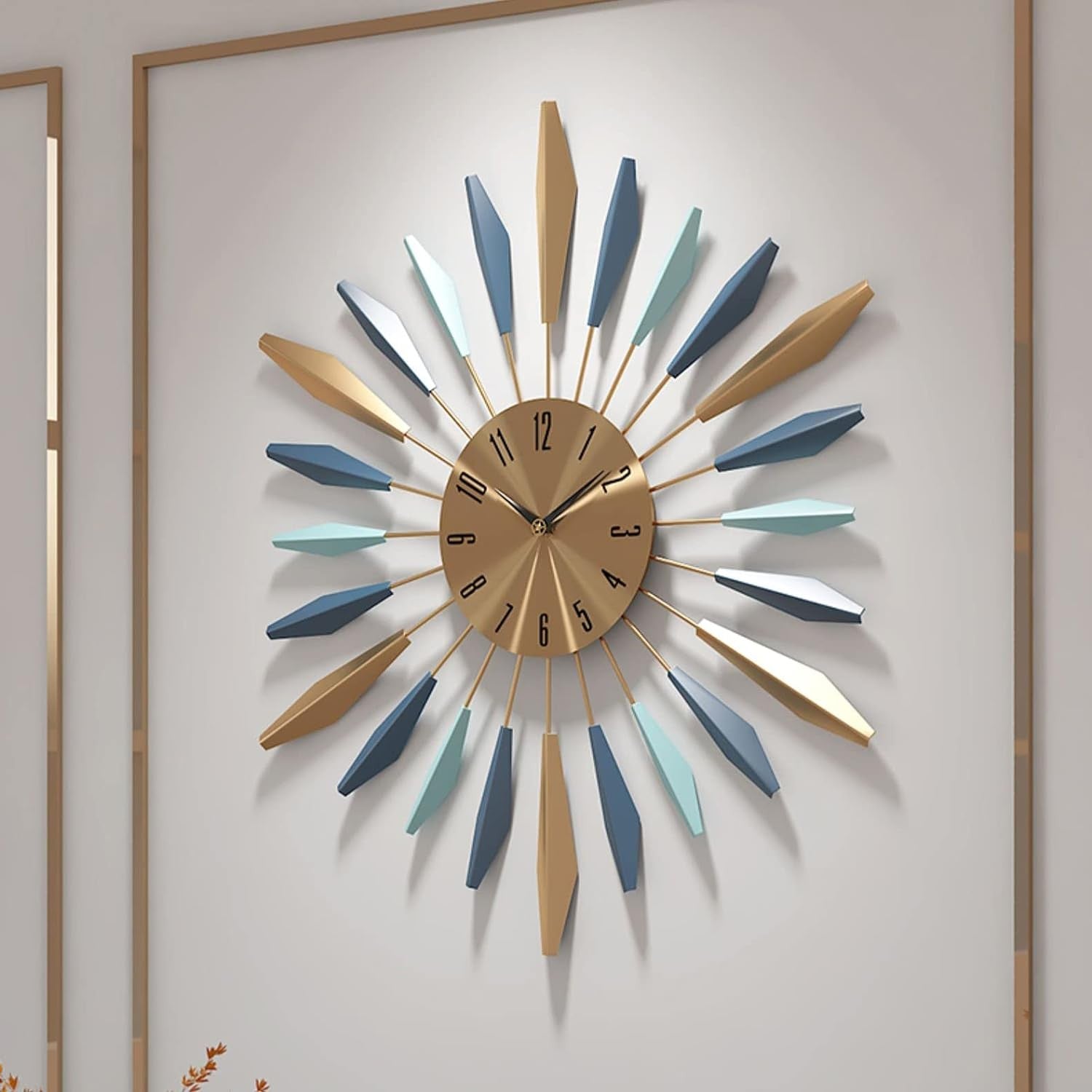 Large 55cm Modern Silent Wall Clock – Mid-Century Metal Art Decor for Home