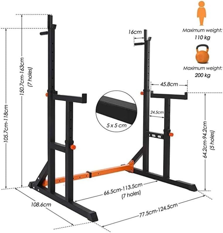Adjustable Squat Rack & Foldable Weight Bench Set Home Gym Package