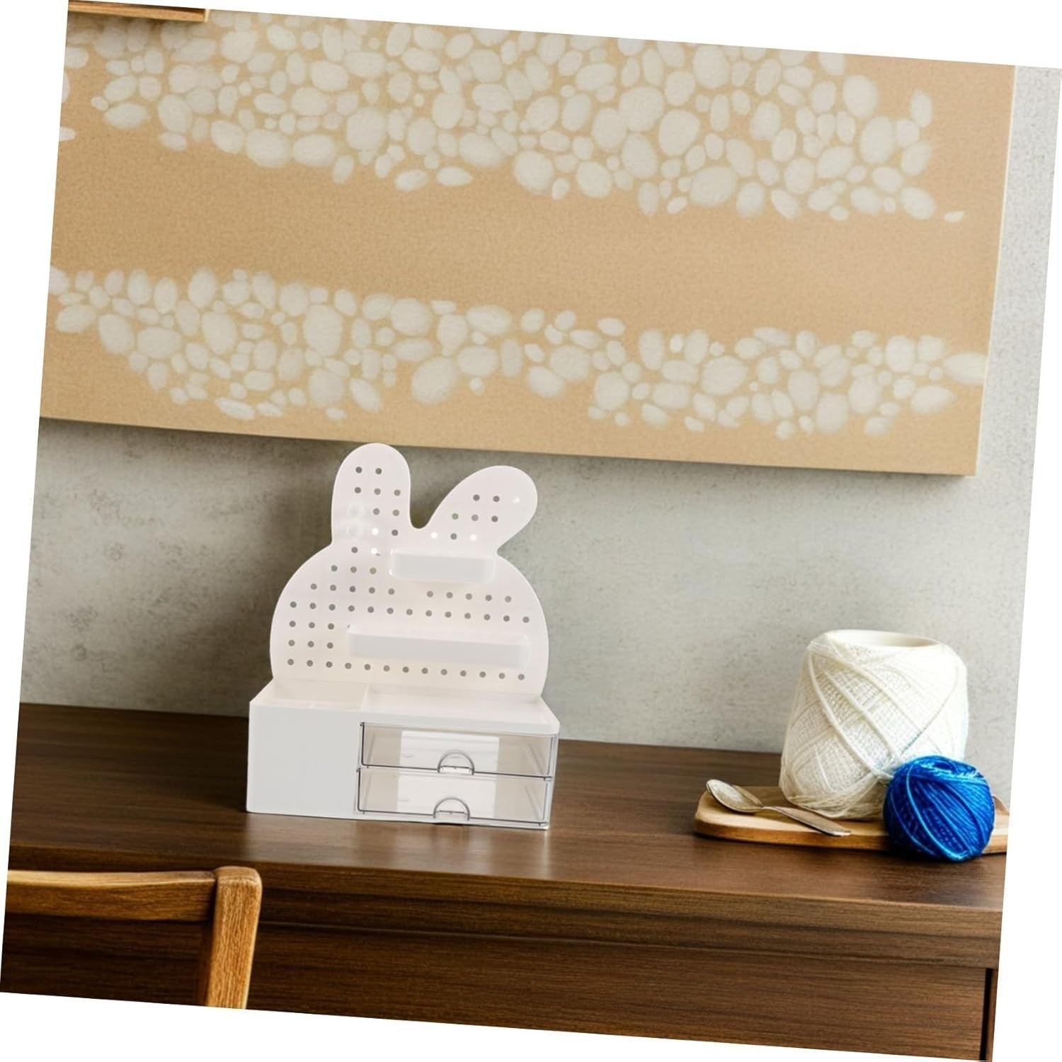 Bunny Desk Organizer Pegboard Storage Box Drawer Plastic Cute