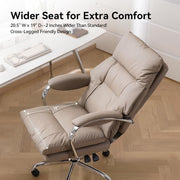Khaki High Back Office Chair Reclining Executive Desk Chair w/Footrest Pillow