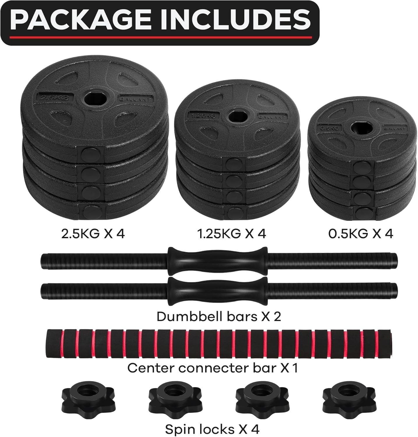 20kg Adjustable Dumbbell Barbell Set 2-in-1 Vinyl Weights Home Gym