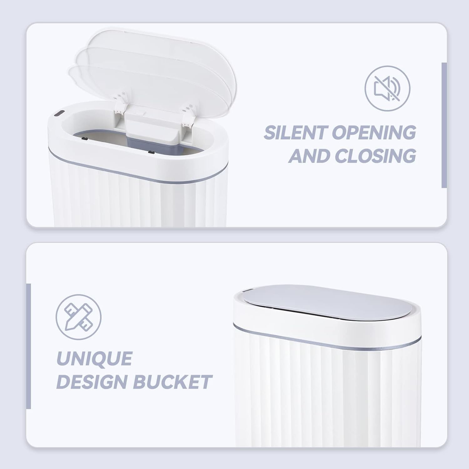 8L Touchless Bathroom Bin Motion Sensor Slim Waterproof Grey