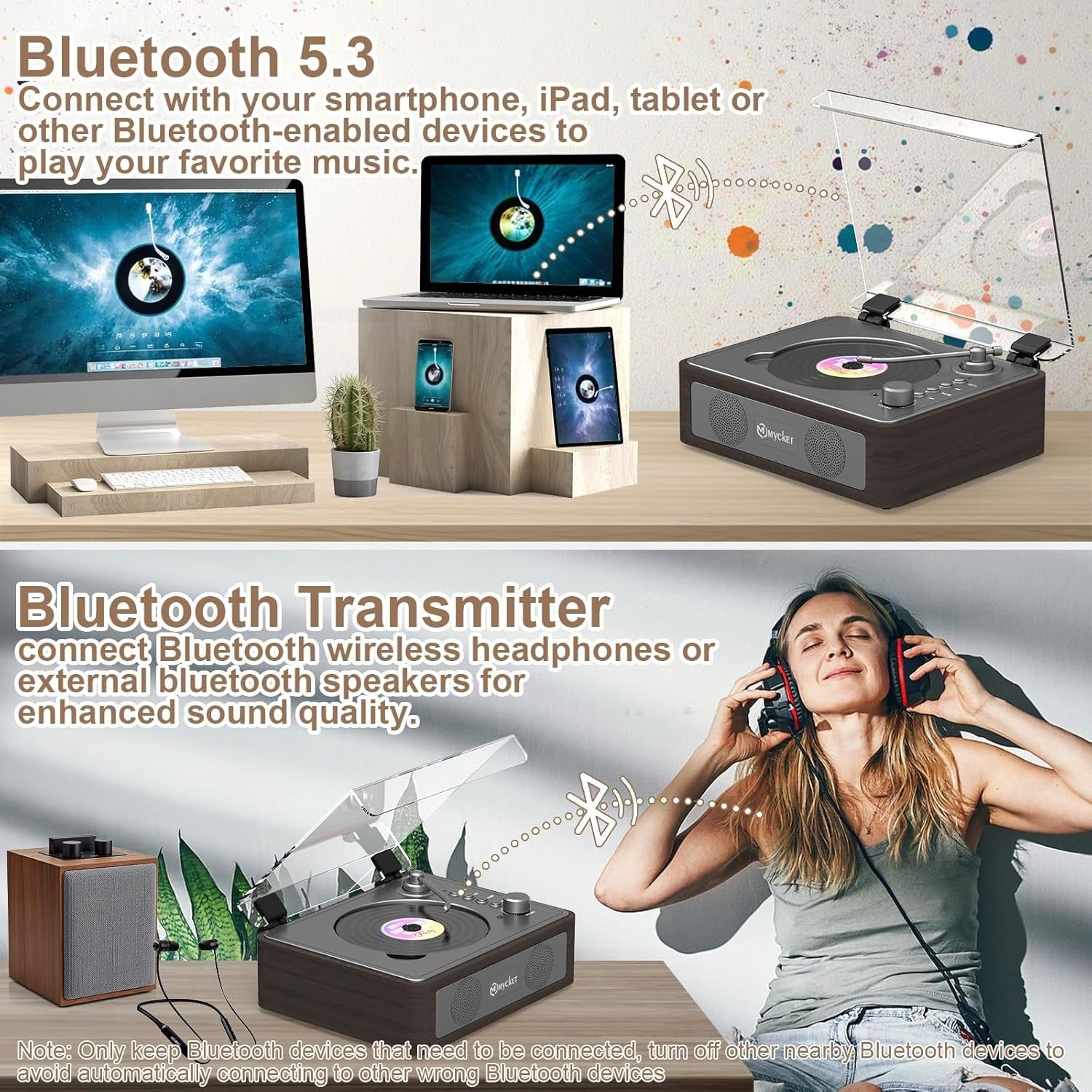 Portable CD Player Bluetooth 5.3 Rechargeable Stereo Speakers Remote AUX