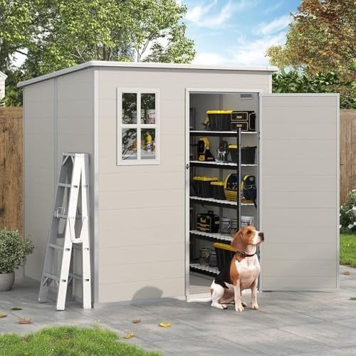 Outdoor 6x6ft Resin Garden Shed Lockable Storage for Bikes & Tools
