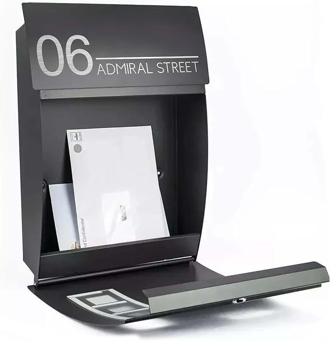 Waterproof Wall Mounted Post Box Lockable Mailbox w/ Newspaper Slot & Secure
