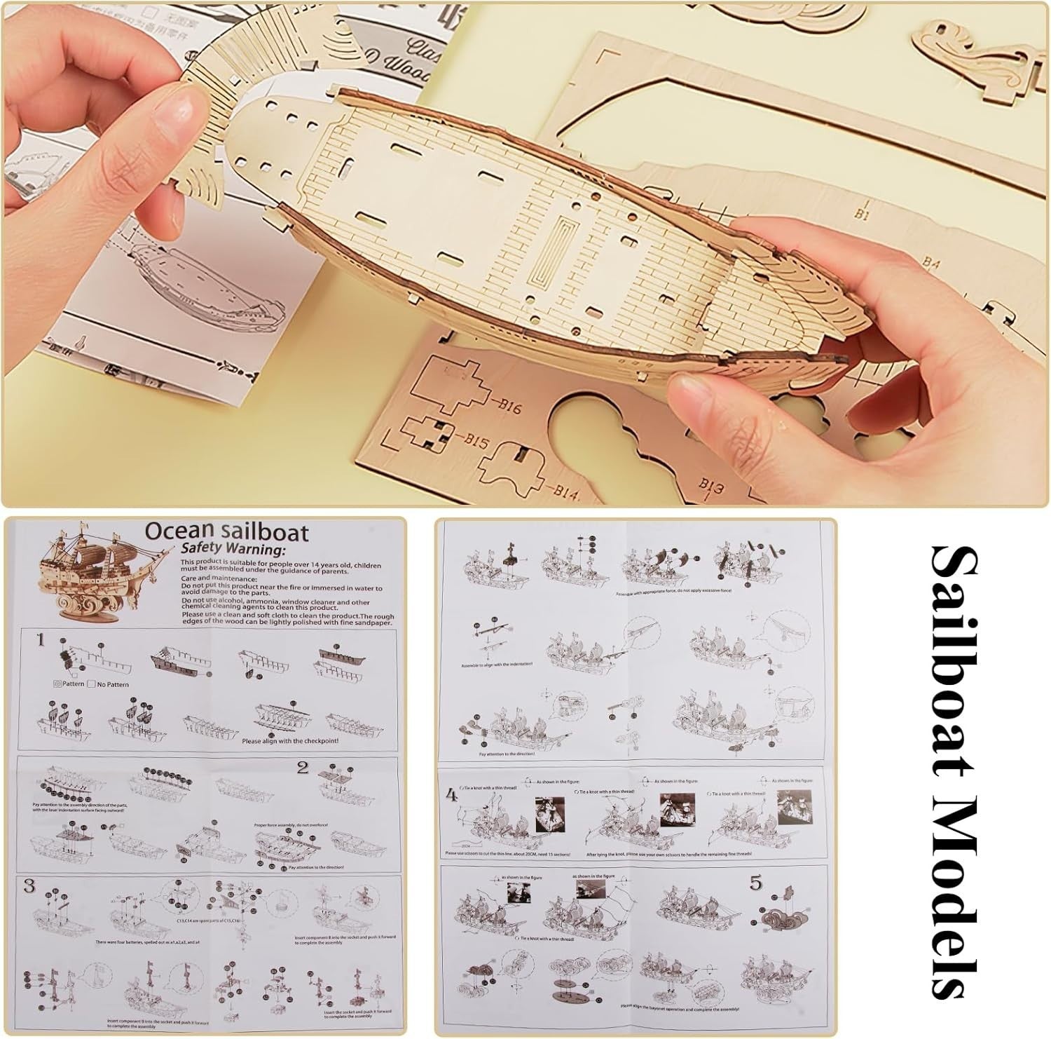 3D Wooden Ship Model Puzzle Kit - Mechanical Build for Teens & Adults