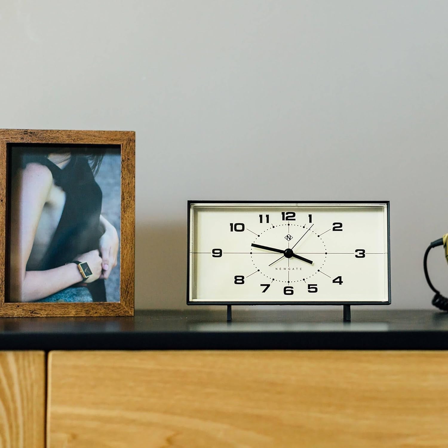 Retro Rectangular Alarm Clock Analogue Bedside Desk Mantel Black Cream