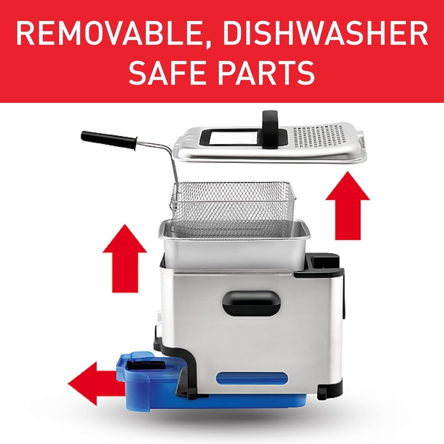 3.5L Deep Fryer 2300W Oil Filtration Storage Box Easy Clean 6 Portions