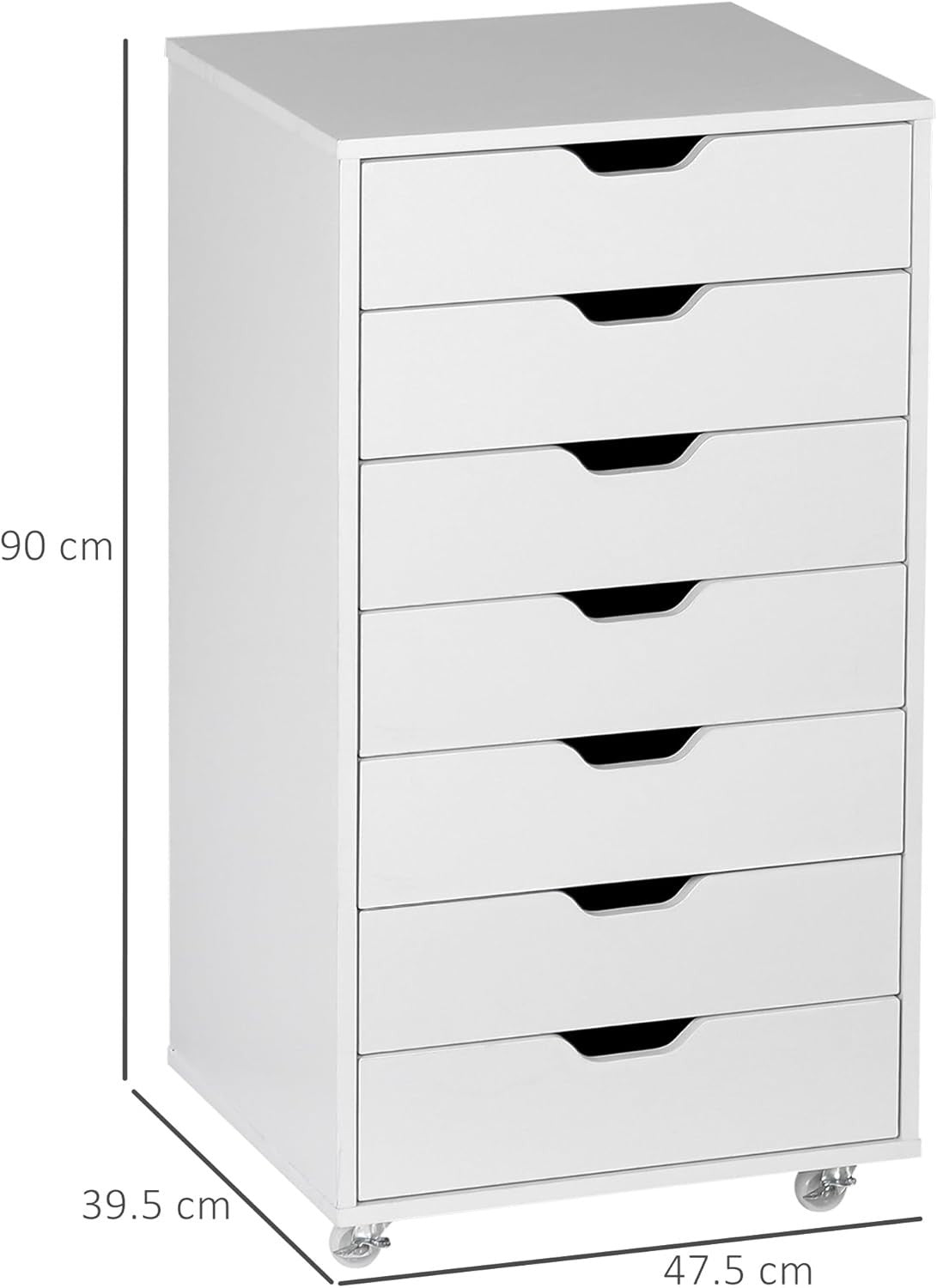 7 Drawer Mobile Filing Cabinet Rolling Office Storage Tall Unit