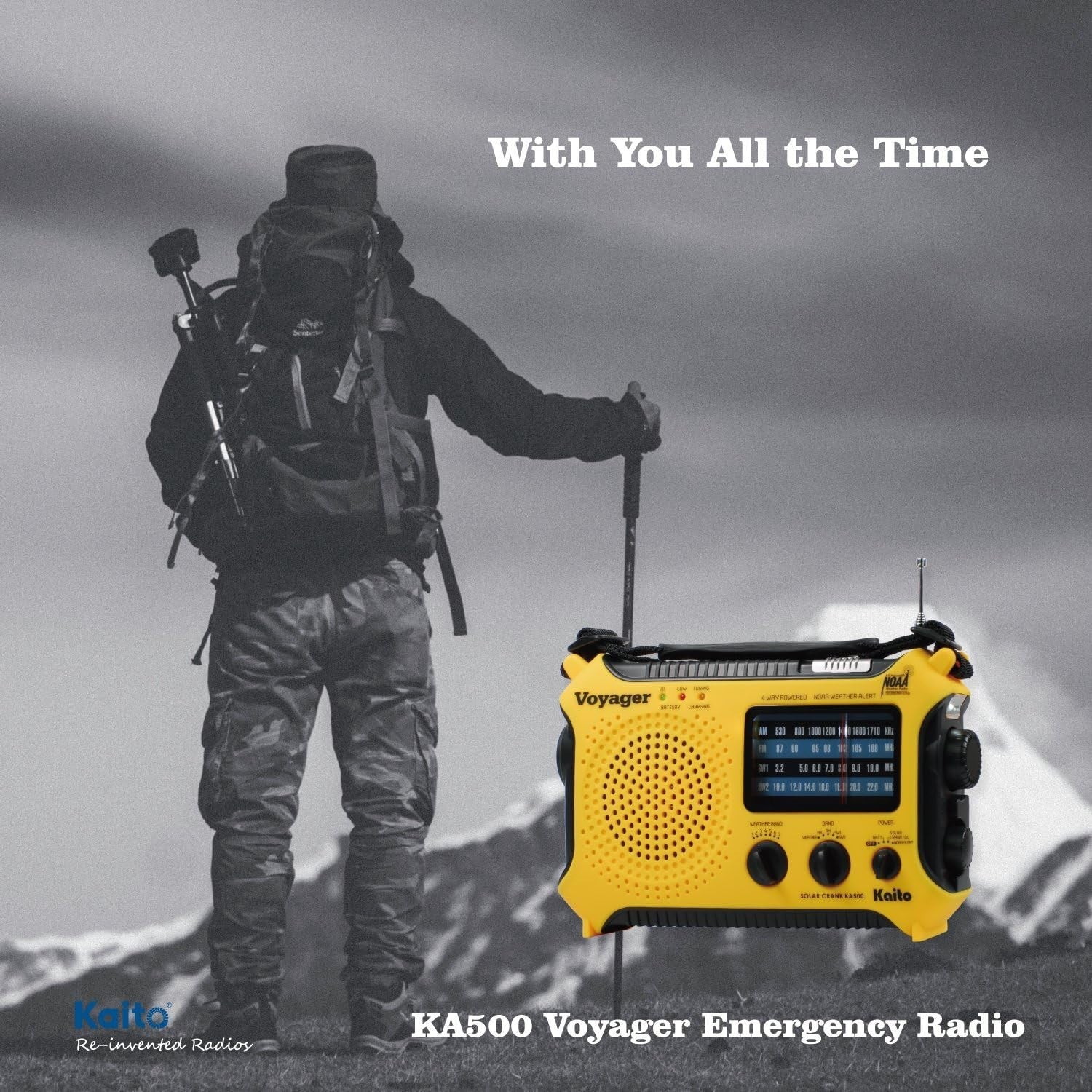 Emergency Weather Alert Radio Solar Hand Crank AM FM SW 7 Band Yellow