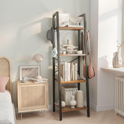 Industrial Ladder Bookshelf 4 Tier Freestanding Storage Shelf Space Saver