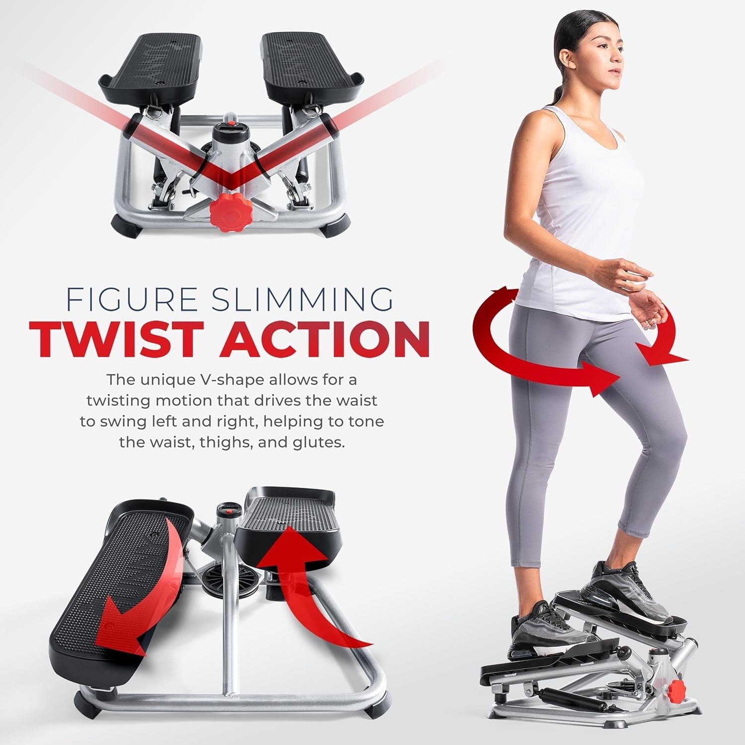 Mini Twist Stepper Exercise Machine Cardio Stair Stepper with Resistance Bands