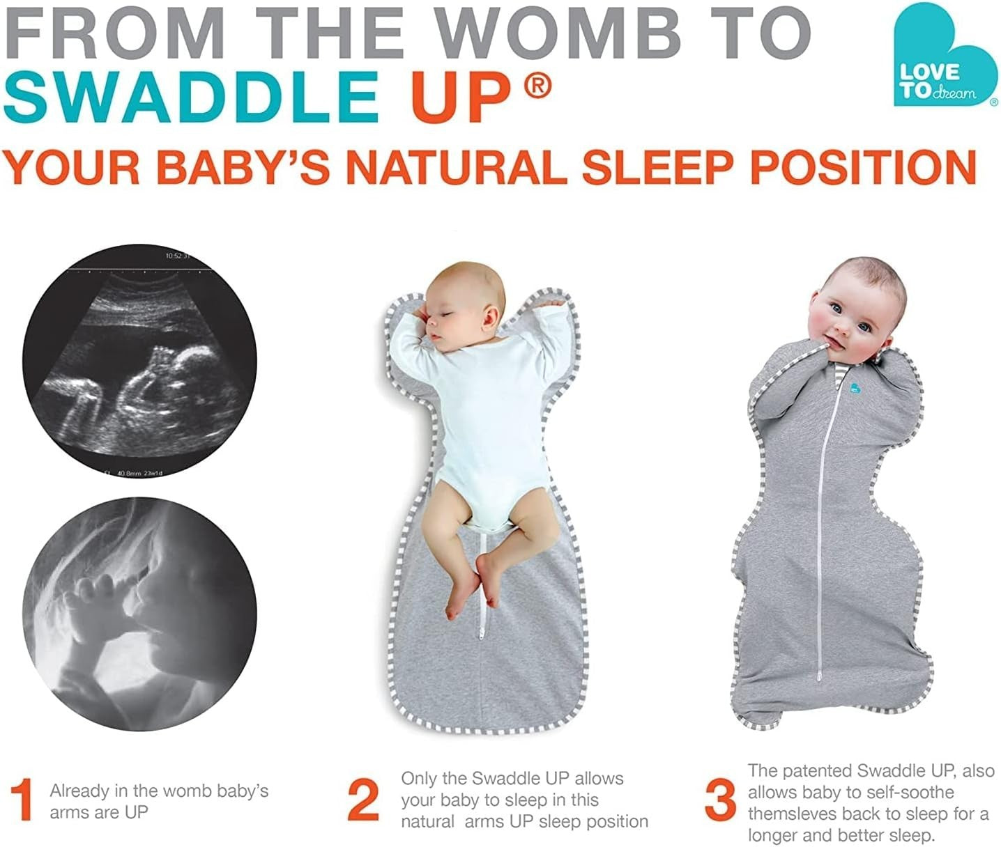 Baby Swaddle Sleep Sack 2.5 TOG Medium 6-8.5kg Arms-Up Cozy