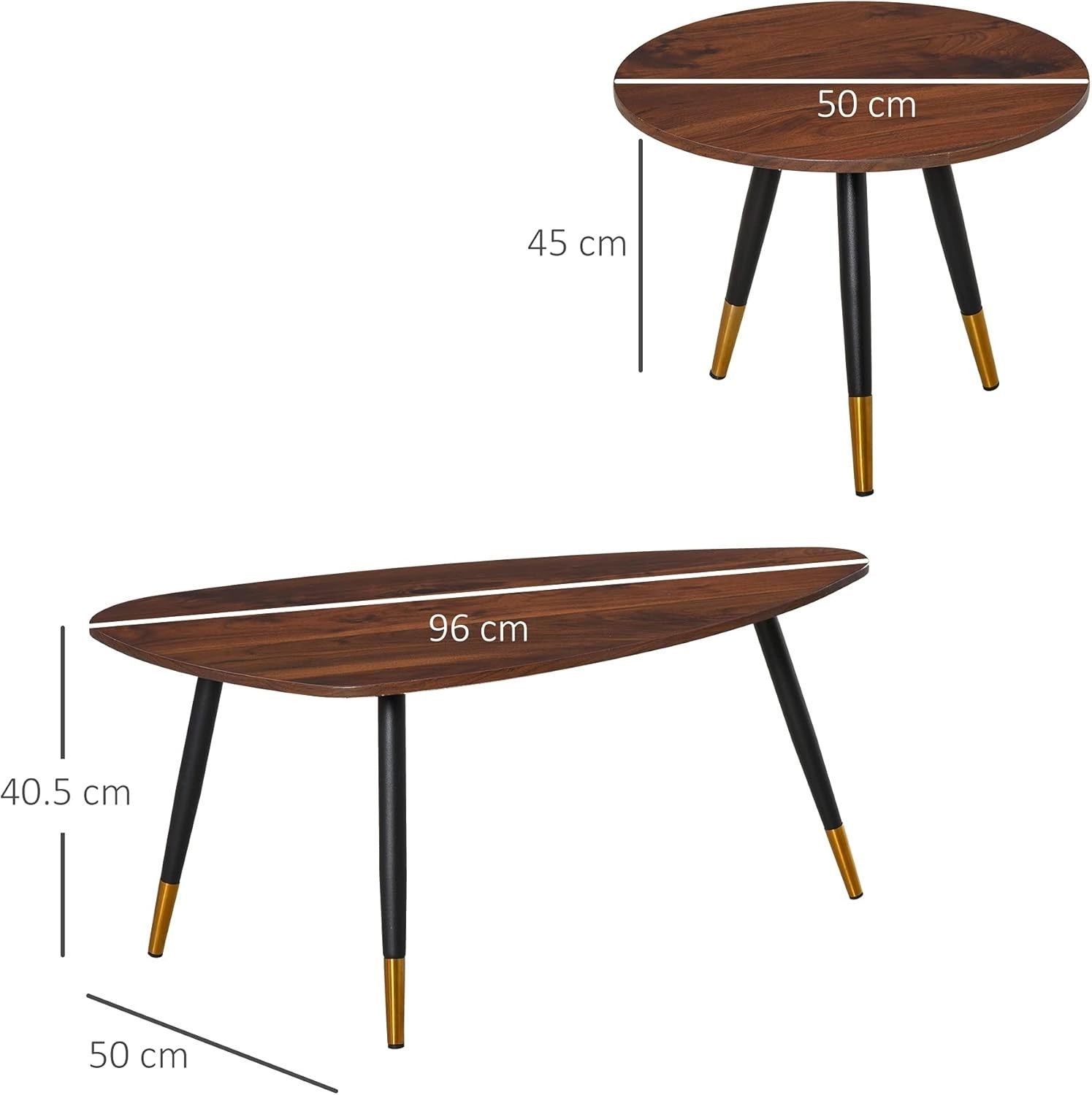 Vintage Walnut Triangular Coffee Table Large/Small Extendable Modern Design