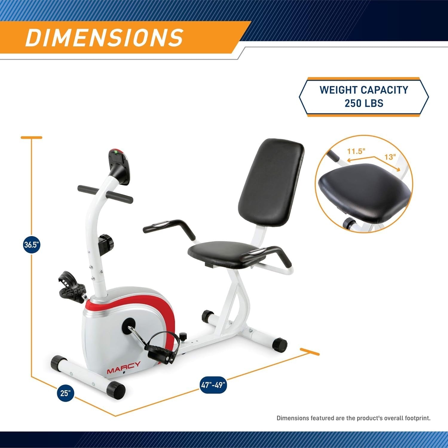 Recumbent Exercise Bike Magnetic 8 Level LCD Pulse Adjustable Seat Home Fitness