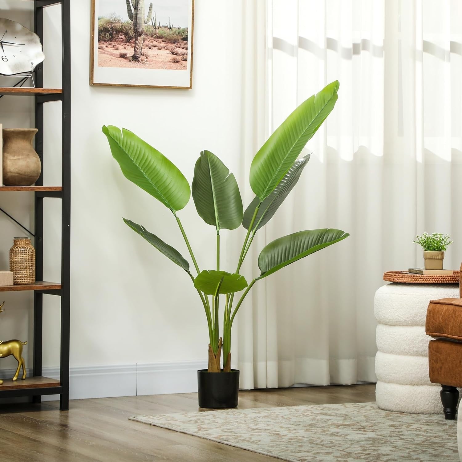 109cm Bird of Paradise Plant Faux Banana Leaf Tree PEVA Flocked Indoor Decor