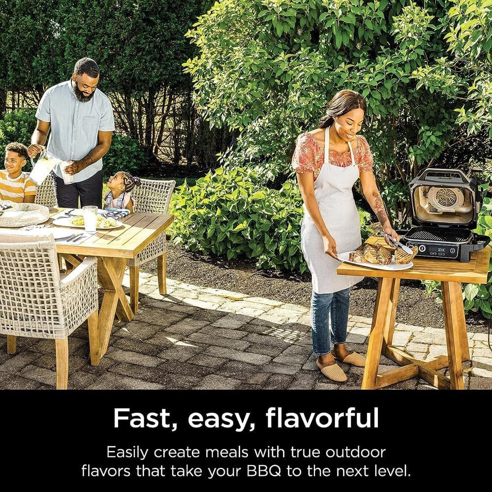 Outdoor Electric Grill Smoker 7-in-1 Wood Pellet BBQ Air Fry Bake Roast Renewed