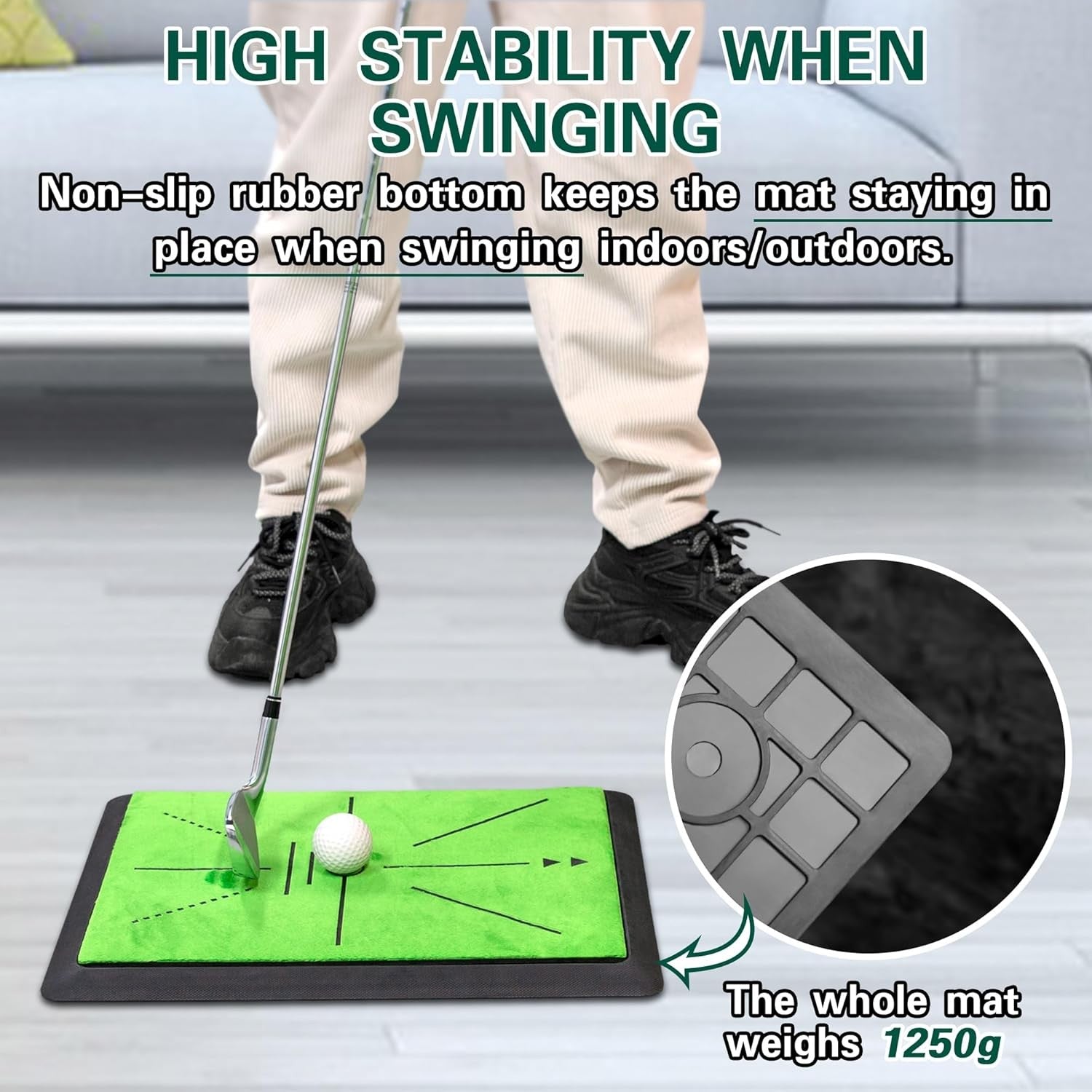 Golf Training Mat Swing Path Practice Mat with Impact Feedback