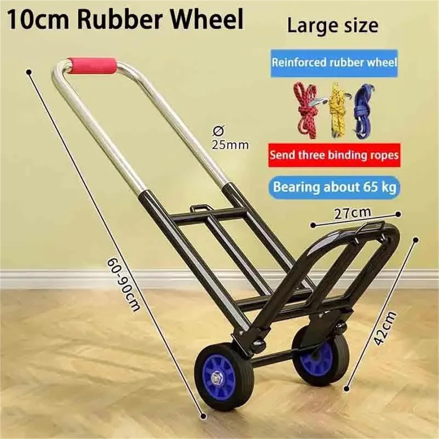 Foldable Heavy-Duty Stair Climber Hand Truck Adjustable Portable Luggage Trolley