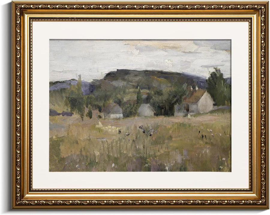 Gold Framed Vintage Landscape Canvas Wall Art 13x16in