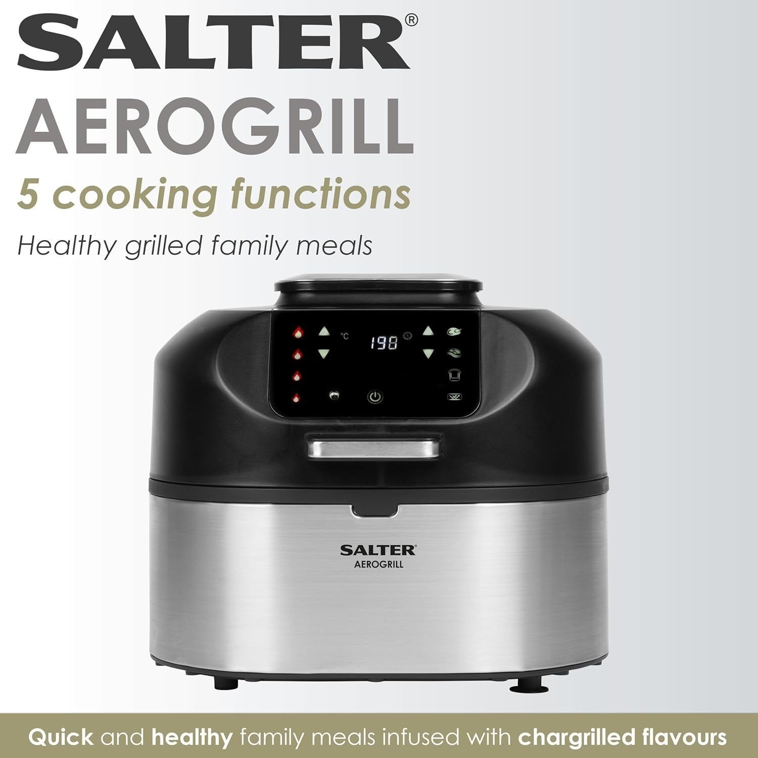 AeroGrill Multicooker 5.2L 5-in-1 Grill & Air Fryer, Temp Probe, LED Touch 1750w