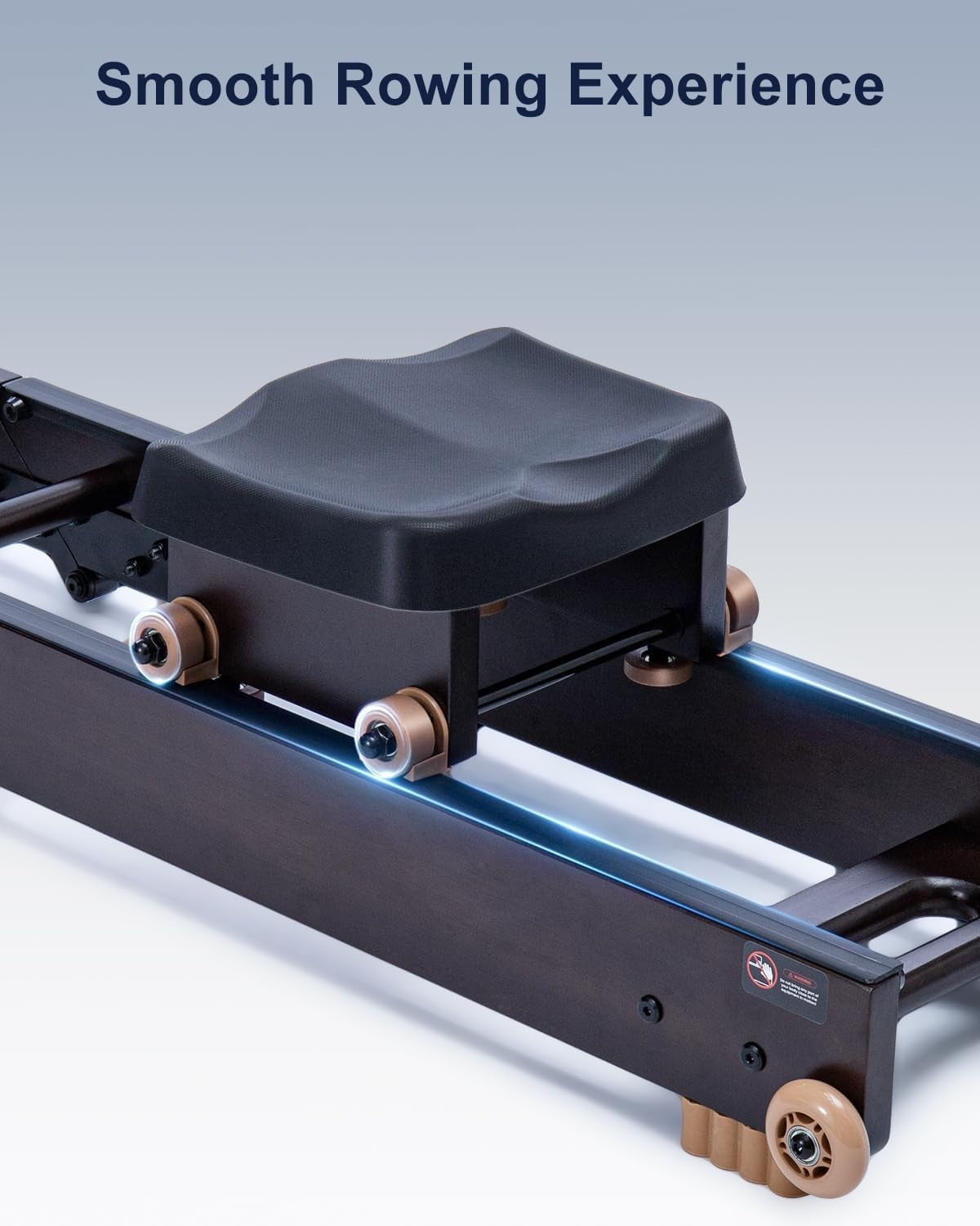 Foldable Oak Wood Water Rowing Machine Bluetooth TM3 Display Home Rower 182KG