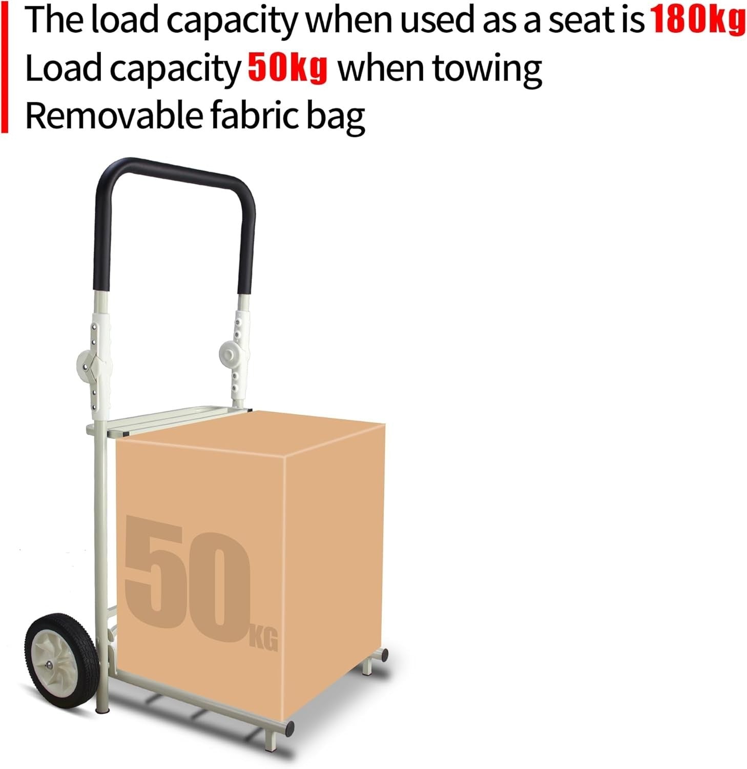 Foldable Shopping Trolley 110lb Load Utility Cart 120L Bag Seat