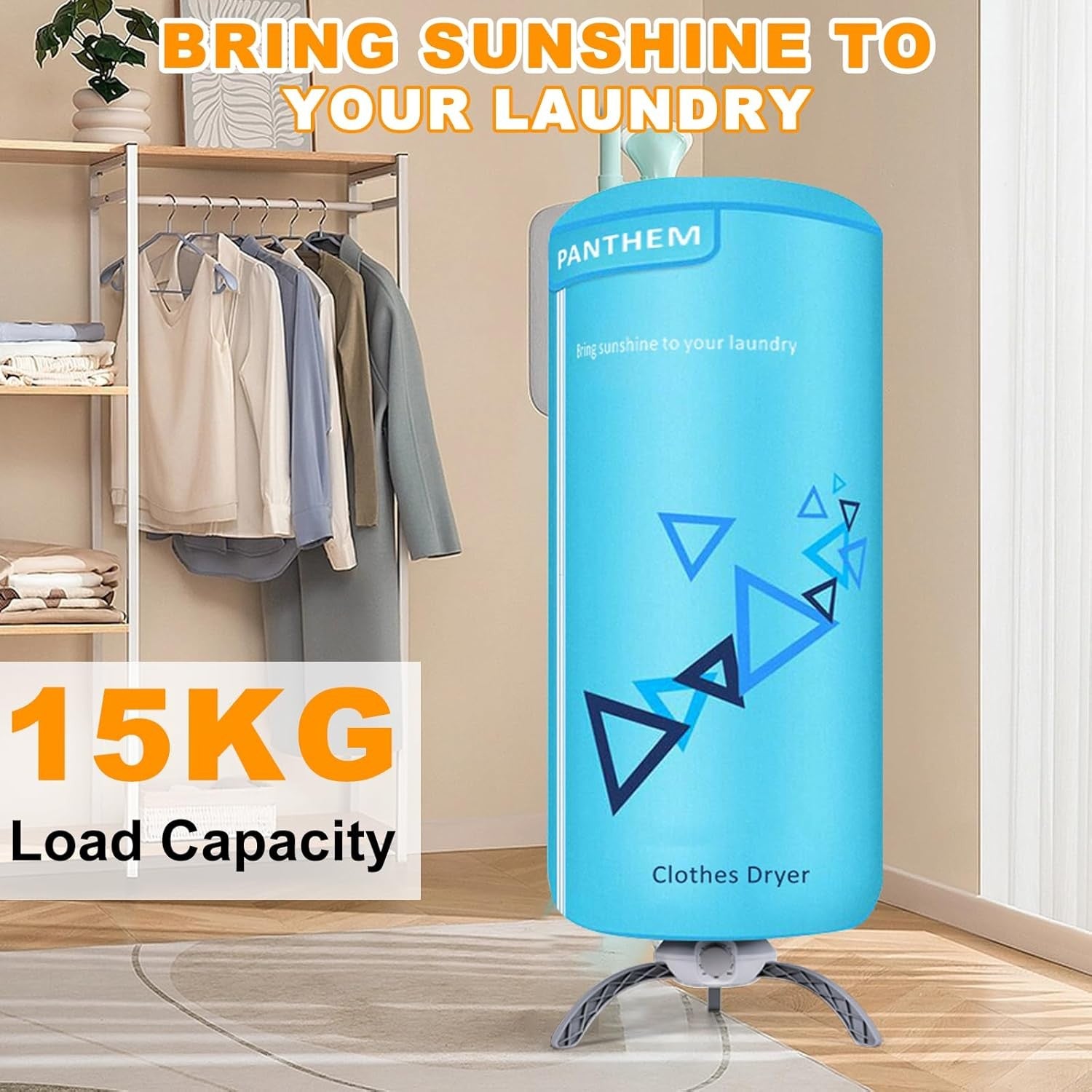 900W Portable Electric Clothes Dryer Compact 2 Tier Heated Rack 12kg Indoor