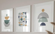 Misty Blue Geometric Wall Art Set of 3 A4 Prints
