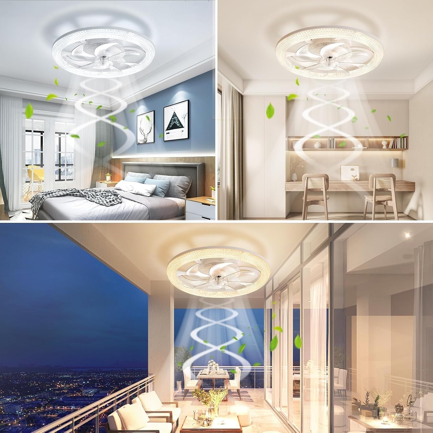 Ankishi 49CM Silent Ceiling Fan with Light, 75W, 6-Speed, Remote, LED