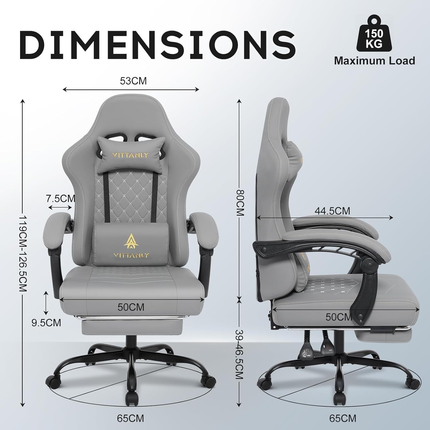Reclining Gaming Chair with Footrest Pocket Spring Grey