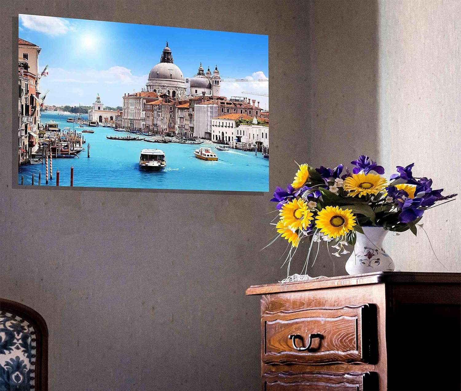 Venice Cityscape Canvas Wall Art 76x50cm Framed Modern Living Room Decor