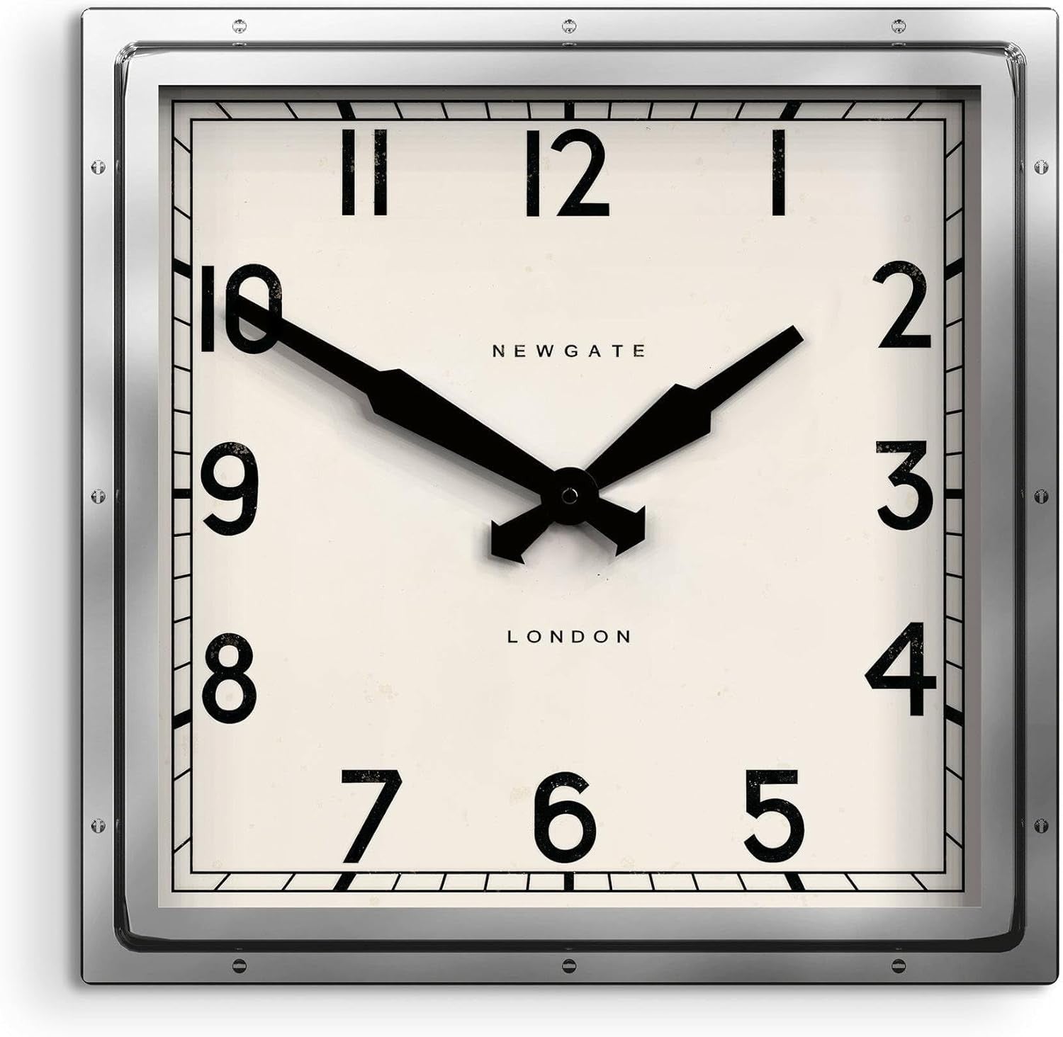 Large Square Wall Clock 40cm Vintage Industrial Silent Metal Retro