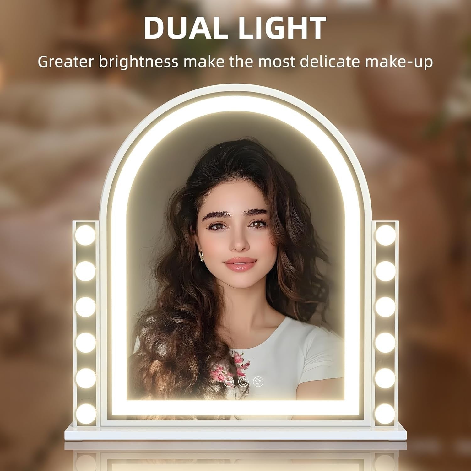LED Makeup Vanity Mirror with 12 Dimmable Lights, Touch Control, 3 Modes