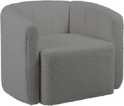 Swivel Boucle Accent Chair Grey Sherpa Lounge Barrel Armchair Sofa