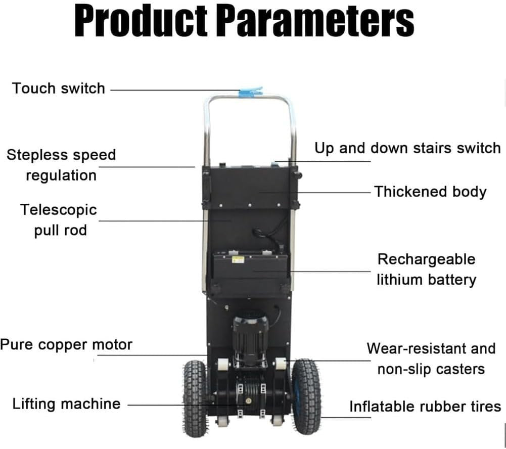 Electric Stair Climber Truck 400kg Load w/ Removable Battery & Heavy-Duty Wheels